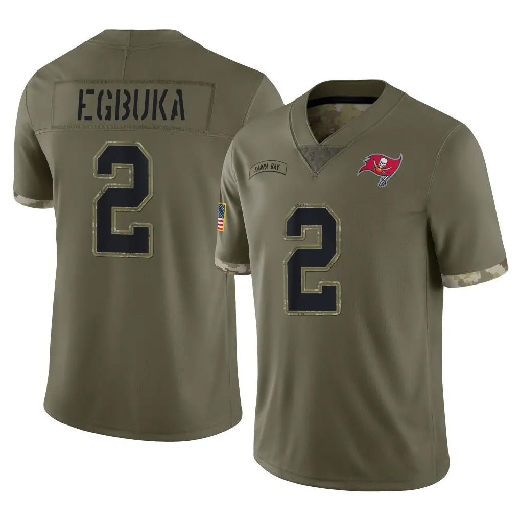 Tuec TB.Buccaneers #2 Emeka Egbuka Player Olive Limited Salute To Service Home Game Stitched Jerseys