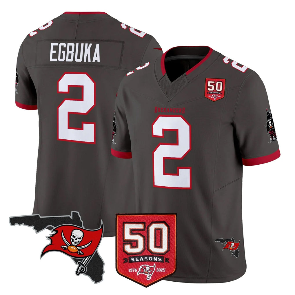 Tuec TB.Buccaneers #2 Emeka Egbuka Player Pewter Limited 2026 Season Vapor F.U.S.E. Home Game Stitched Jerseys
