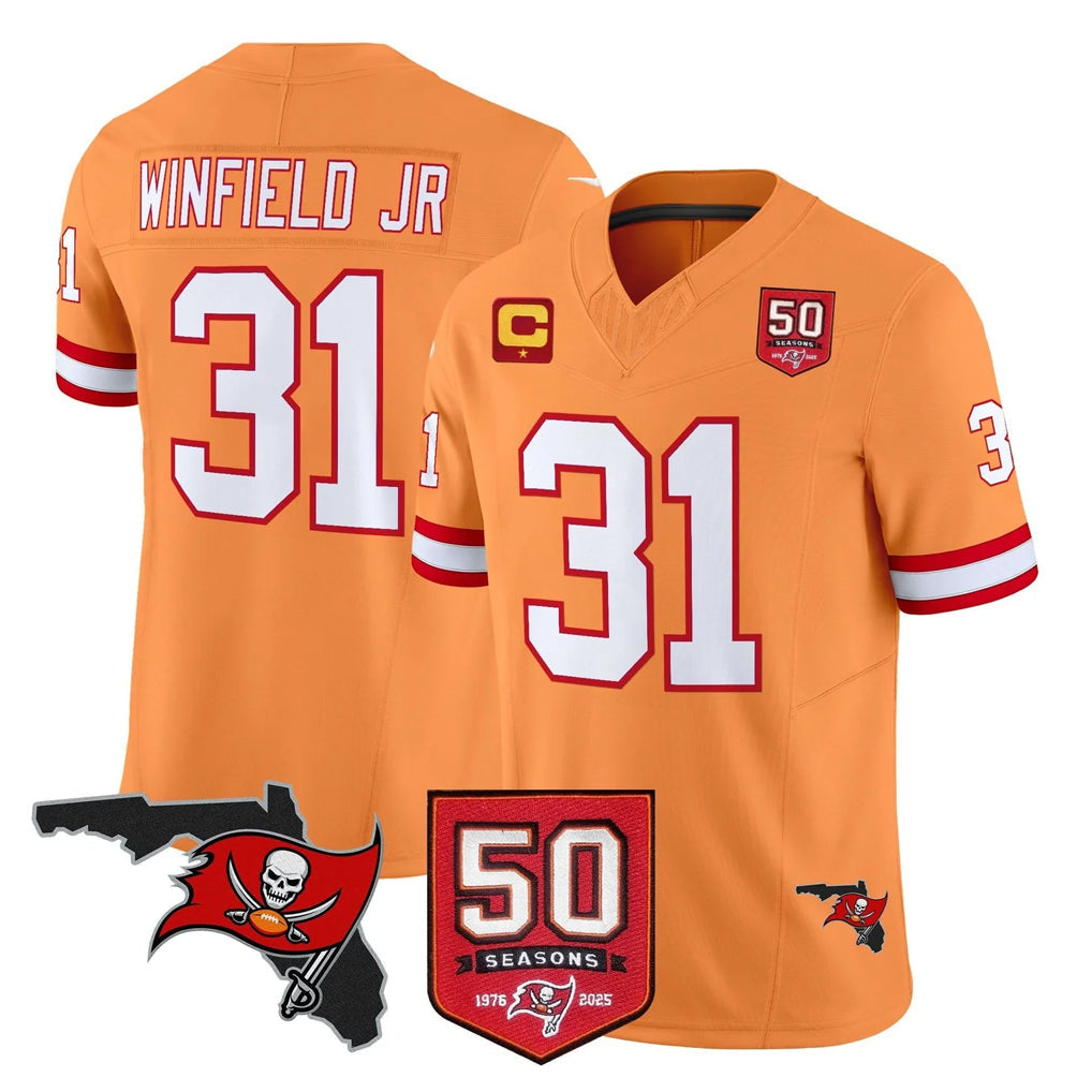 Tuec TB.Buccaneers #31 Antoine Winfield Jr. Player Orange 50th Season Vapor Limited Home Game Stitched Jerseys