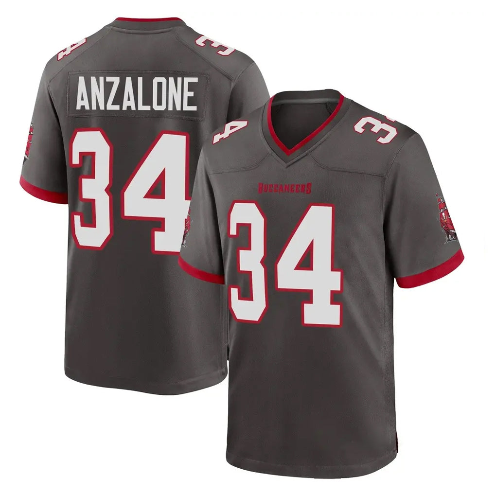 Tuec TB.Buccaneers #34 Alex Anzalone Player Pewter Alternate Home Game Stitched Jerseys