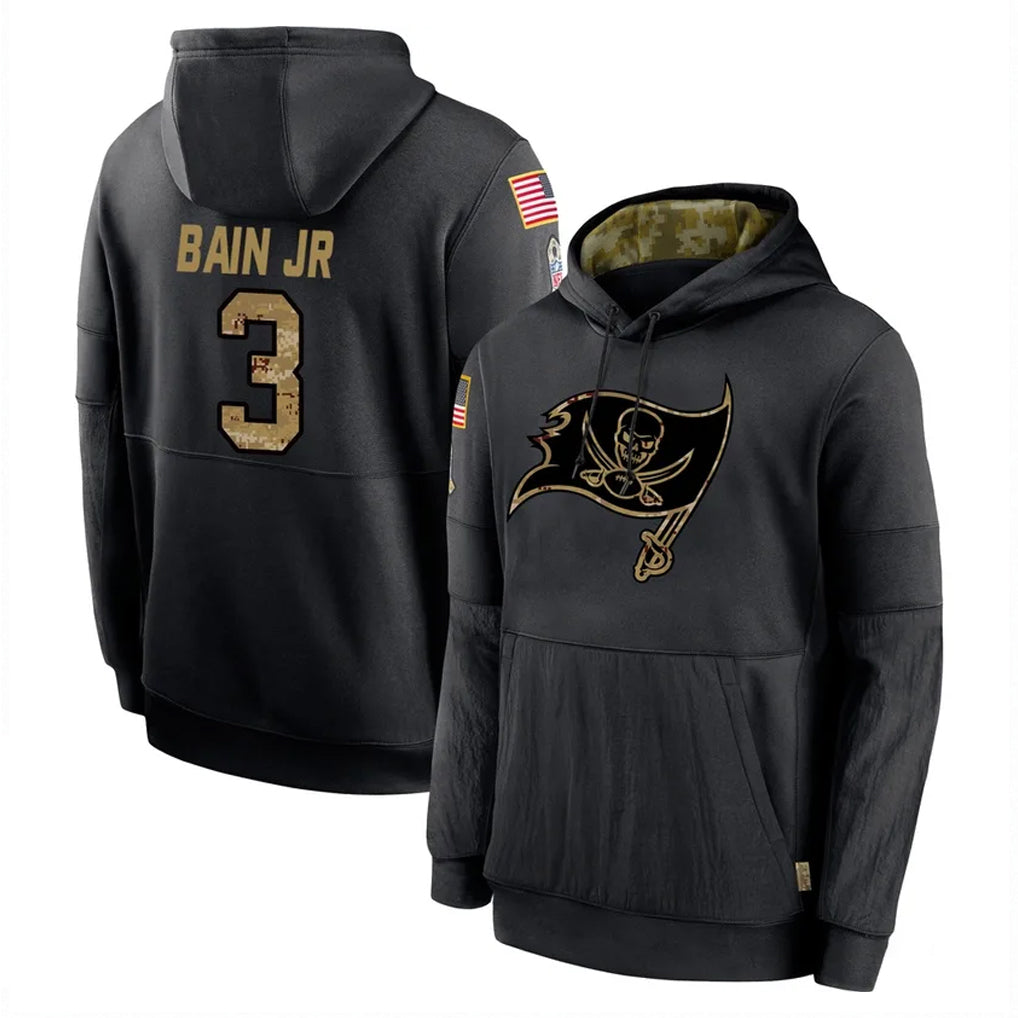 Tuec TB.Buccaneers #3 Rueben Bain Jr. Player Black Salute to Service Sideline Performance Pullover Hoodies Home Game Stitched Jerseys