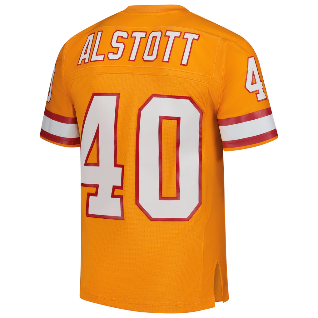 Tuec TB.Buccaneers #40 Mike Alstott Mitchell & Ness Orange Legacy Replica Stitched Puhic Jersey