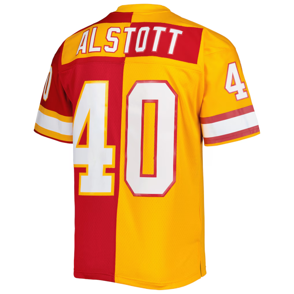 Tuec TB.Buccaneers #40 Mike Alstott Mitchell & Ness OrangeRed 1996 Split Legacy Replica Stitched Puhic Jersey