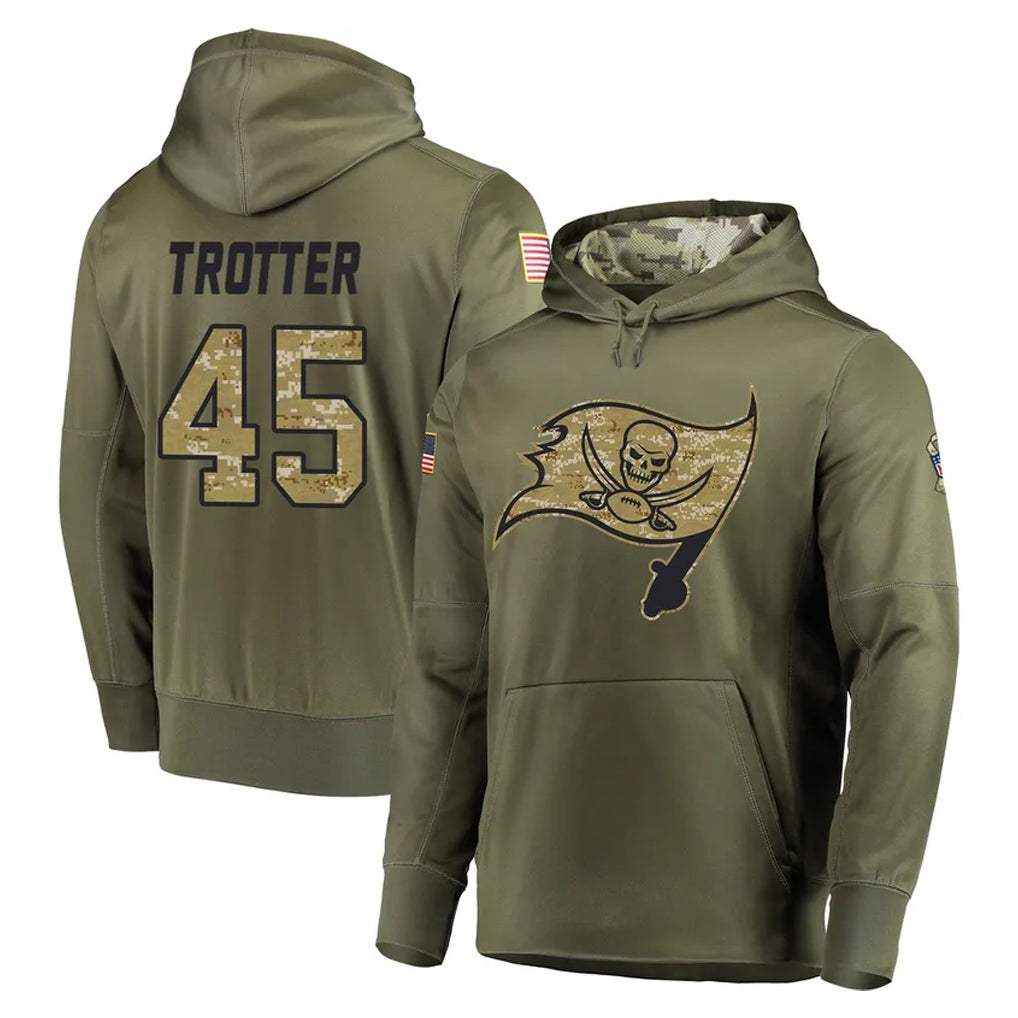 Tuec TB.Buccaneers #45 Josiah Trotter Player Olive Salute to Service Pullover Hoodie Home Game Stitched Jerseys