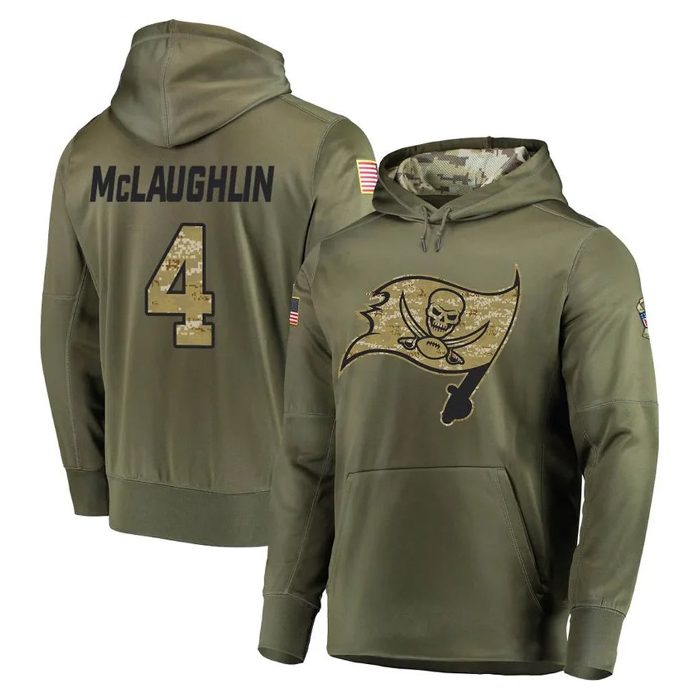 Tuec TB.Buccaneers #4 Chase McLaughlin Player Olive Salute to Service Pullover Hoodie Home Game Stitched Jerseys