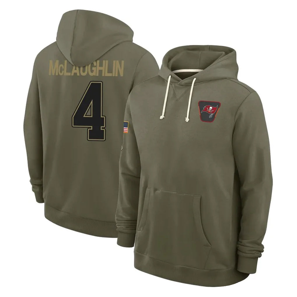Tuec TB.Buccaneers #4 Chase McLaughlin Player Olive Salute to Service Pullover Hoodies Limited Stitched Jerseys