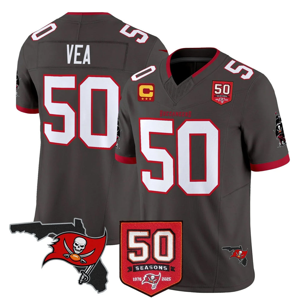 Tuec TB.Buccaneers #50 Vita Vea Player Pewter Limited 2026 Season Vapor F.U.S.E. Home Game Stitched Jerseys