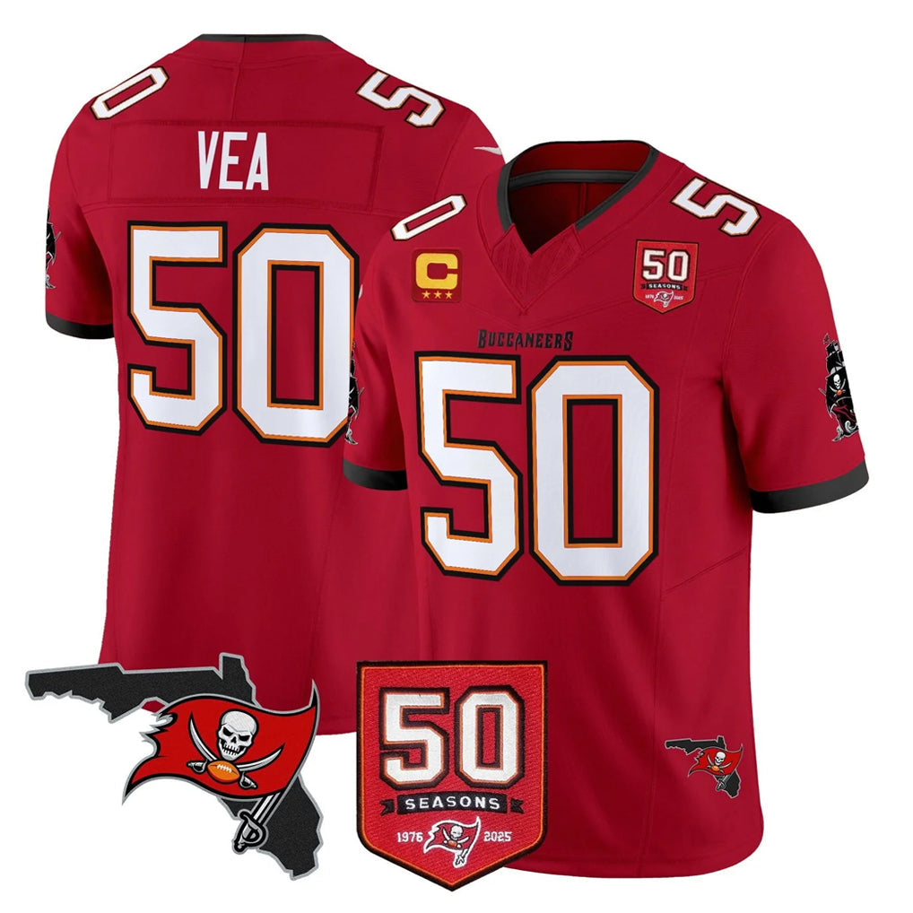 Tuec TB.Buccaneers #50 Vita Vea Player Red Limited 2026 Season Vapor F.U.S.E. Home Game Stitched Jerseys