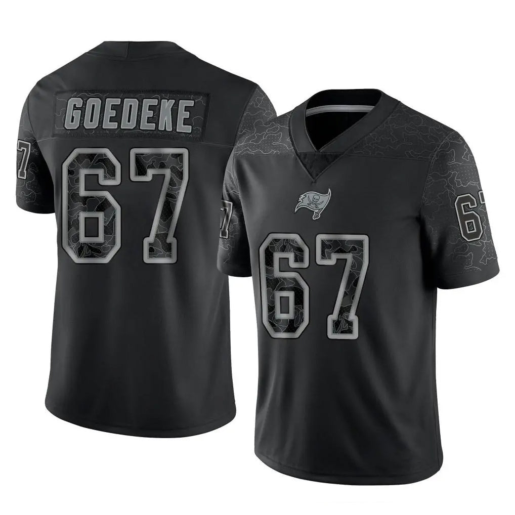 Tuec TB.Buccaneers #67 Luke Goedeke Player Black Reflective Limited Home Game Stitched Jerseys