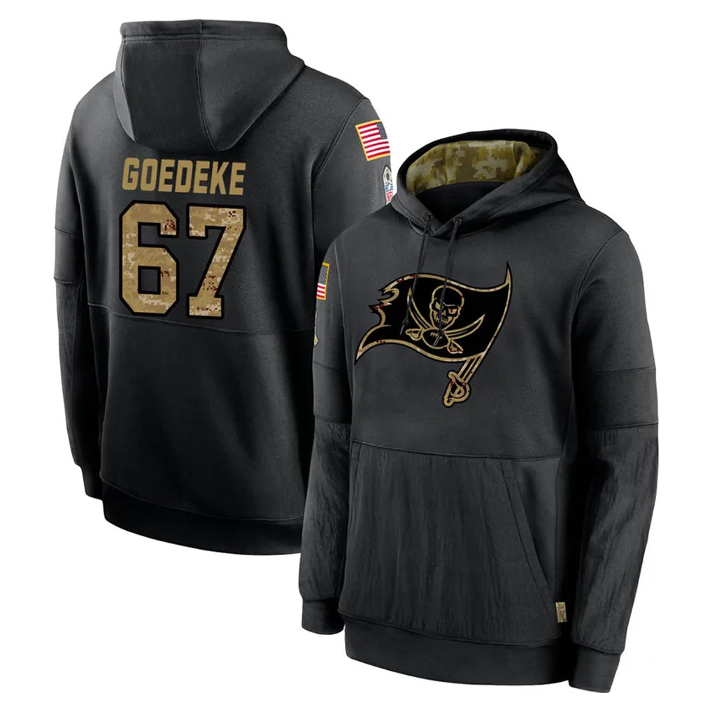Tuec TB.Buccaneers #67 Luke Goedeke Player Black Salute to Service Sideline Performance Pullover Hoodies Home Game Stitched Jerseys