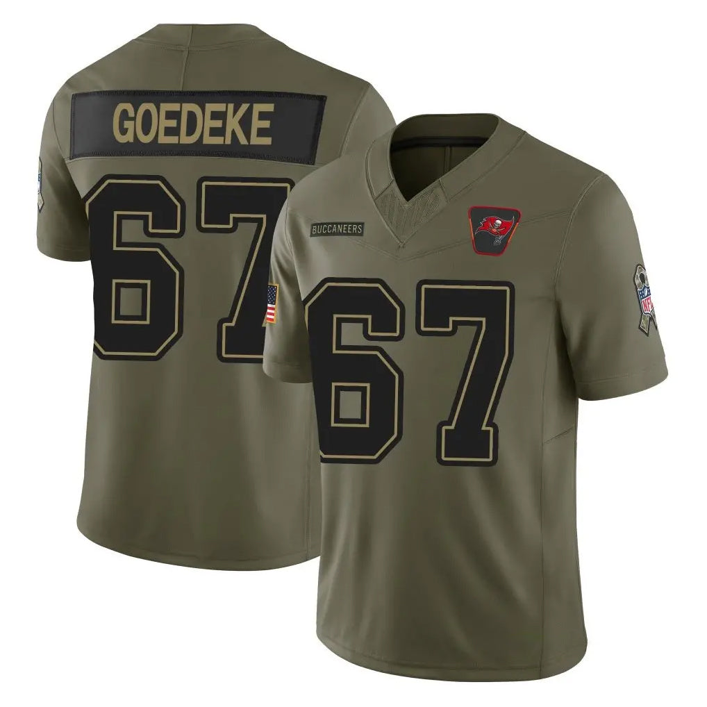 Tuec TB.Buccaneers #67 Luke Goedeke Player Olive 2025 Salute To Service Limited Home Game Stitched Jerseys