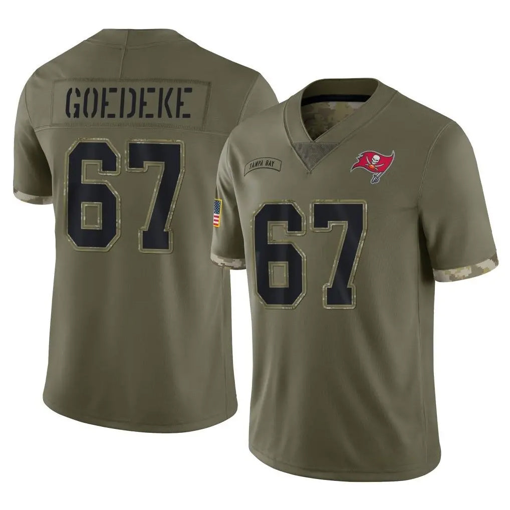 Tuec TB.Buccaneers #67 Luke Goedeke Player Olive Limited Salute To Service Home Game Stitched Jerseys