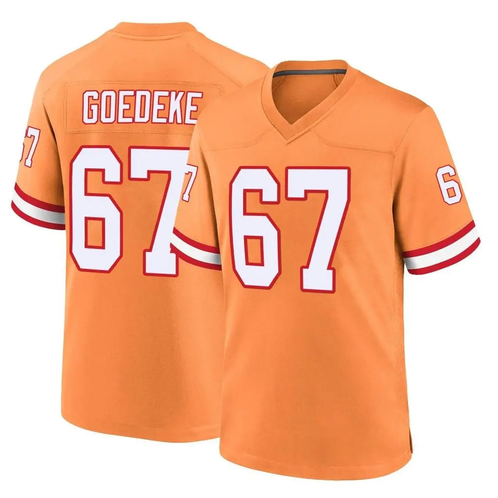 Tuec TB.Buccaneers #67 Luke Goedeke Player Orange Throwback Home Game Stitched Jerseys