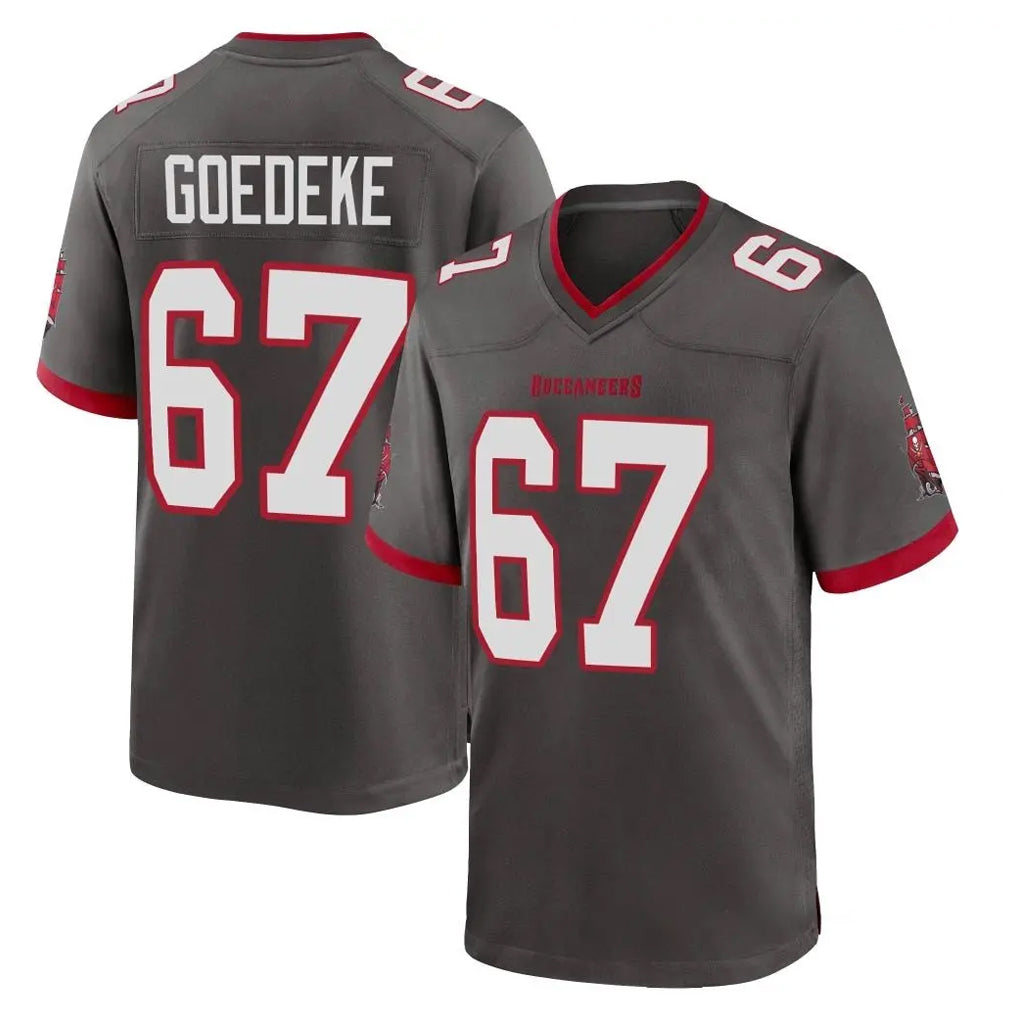 Tuec TB.Buccaneers #67 Luke Goedeke Player Pewter Alternate Home Game Stitched Jerseys
