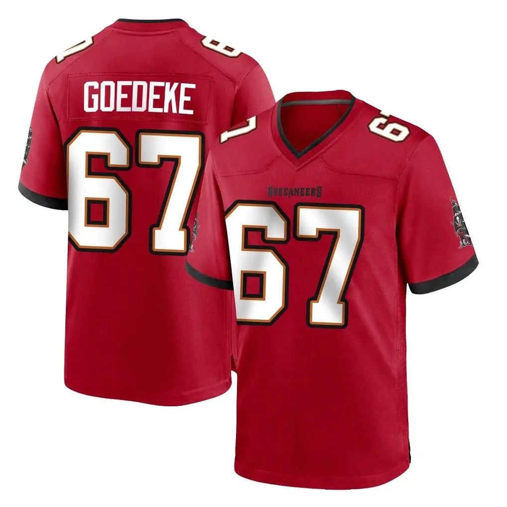 Tuec TB.Buccaneers #67 Luke Goedeke Player Red Home Game Stitched Jerseys