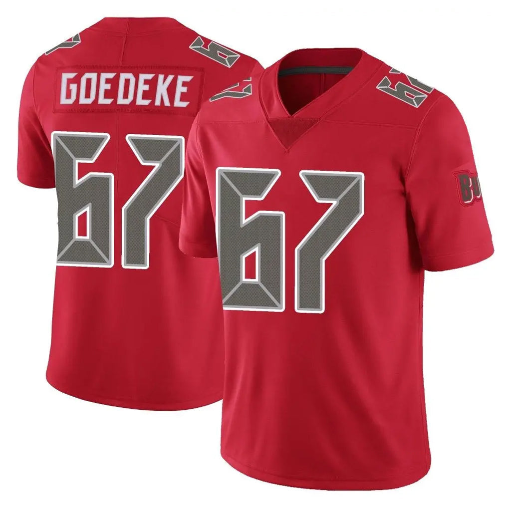 Tuec TB.Buccaneers #67 Luke Goedeke Player Red Limited Color Rush Home Game Stitched Jerseys