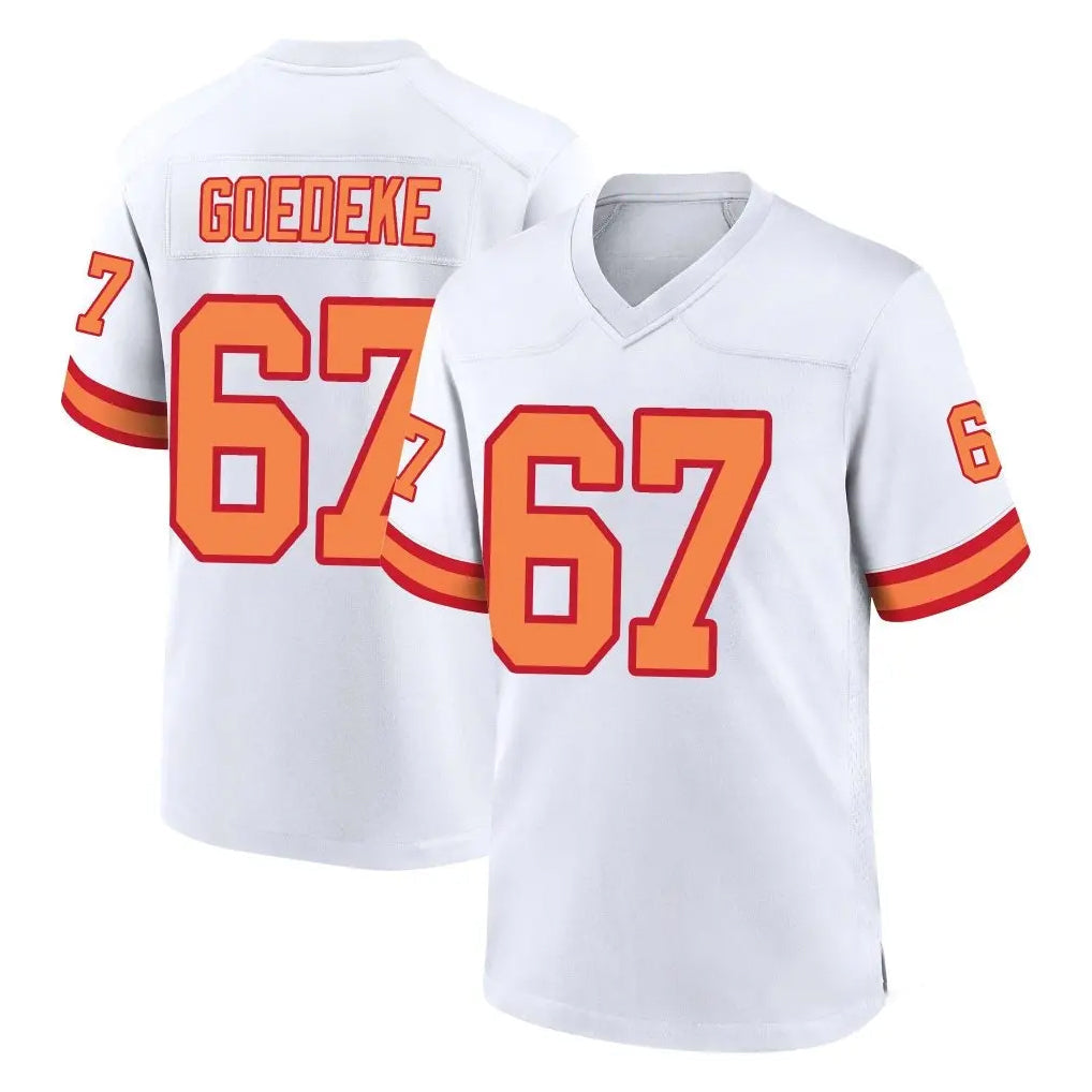 Tuec TB.Buccaneers #67 Luke Goedeke Player White '76 Home Game Stitched Jerseys