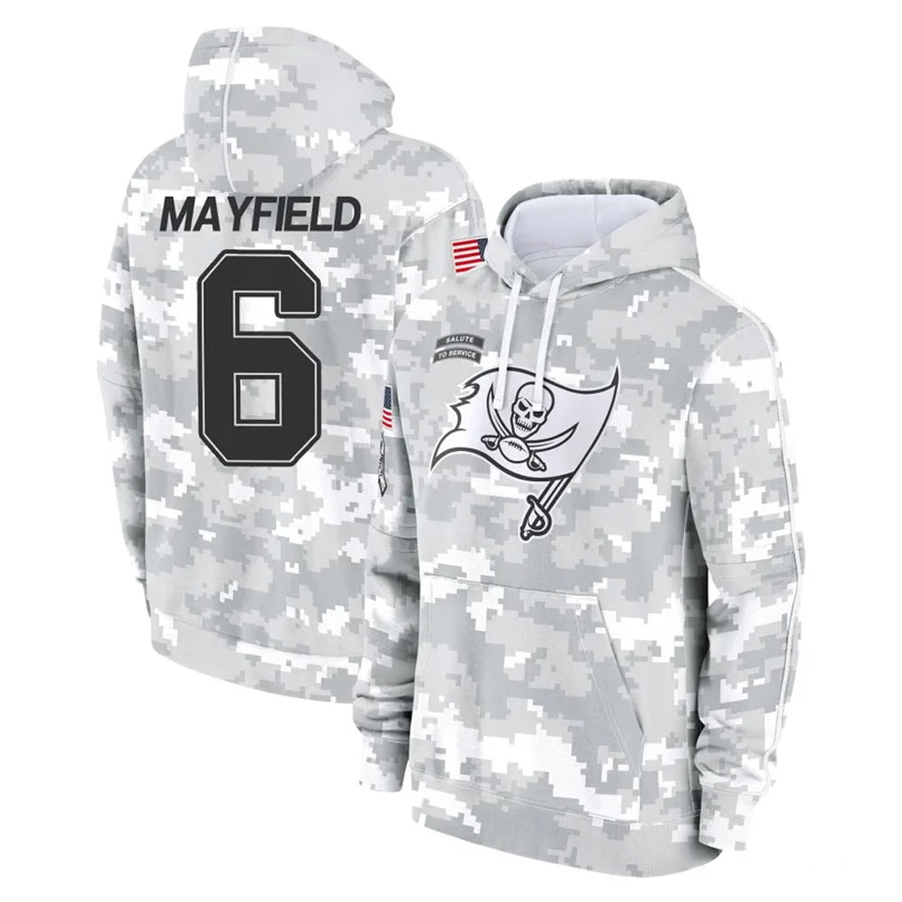 Tuec TB.Buccaneers #6 Baker Mayfield Player Arctic Camo Limited Salute to Service Pullover Hoodies Game Stitched Jerseys