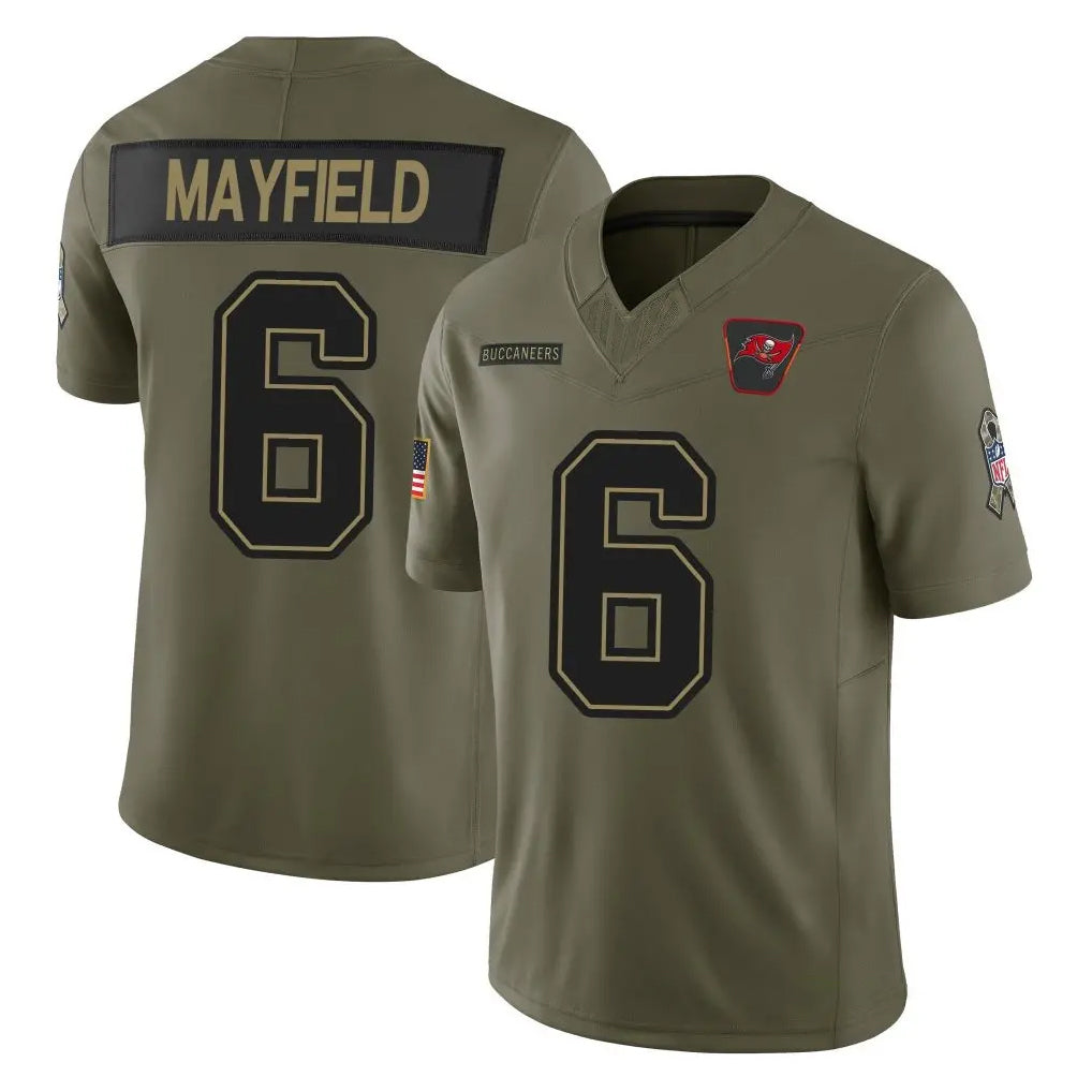 Tuec TB.Buccaneers #6 Baker Mayfield Player Olive 2025 Salute To Service Limited Home Game Stitched Jerseys