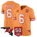 Tuec TB.Buccaneers #6 Baker Mayfield Player Orange 50th Season Vapor Limited Home Game Stitched Jerseys