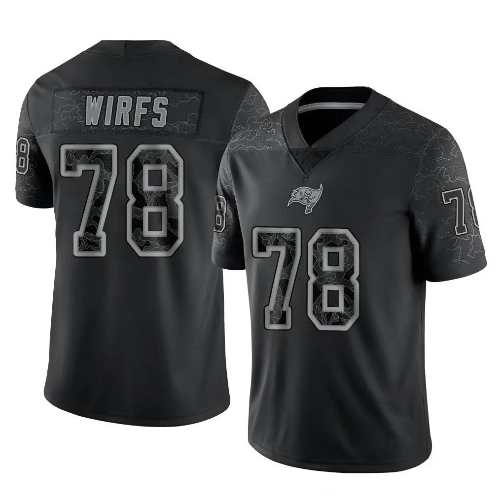 Tuec TB.Buccaneers #78 Tristan Wirfs Player Black Reflective Limited Home Game Stitched Jerseys