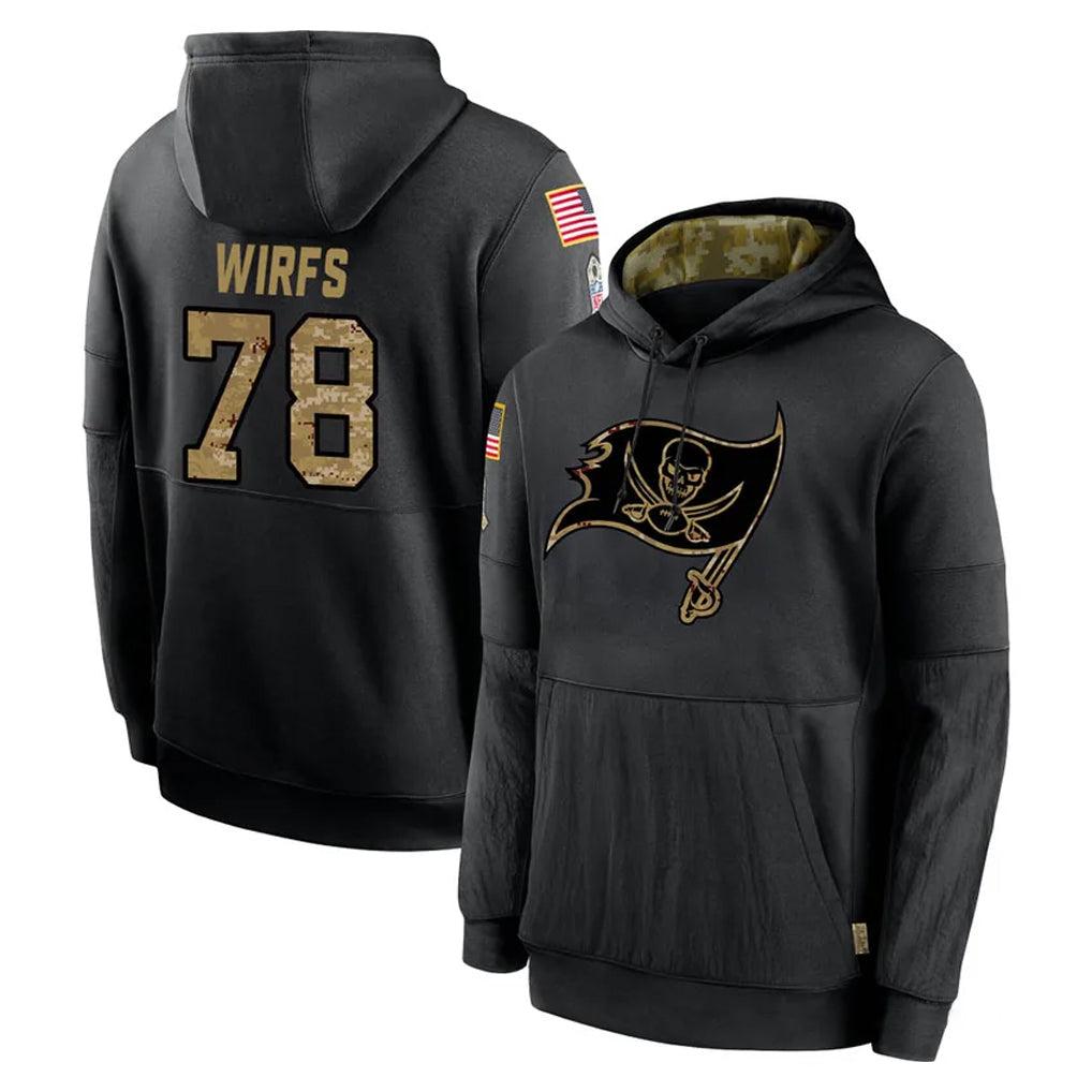 Tuec TB.Buccaneers #78 Tristan Wirfs Player Black Salute to Service Sideline Performance Pullover Hoodies Home Game Stitched Jerseys