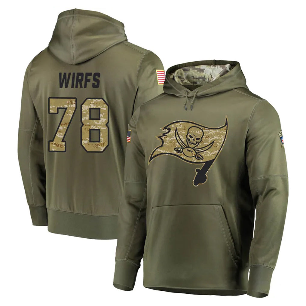 Tuec TB.Buccaneers #78 Tristan Wirfs Player Olive Salute to Service Pullover Hoodie Home Game Stitched Jerseys