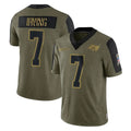 Tuec TB.Buccaneers #7 Bucky Irving Player Olive Salute To Service Limited Game Stitched Jerseys