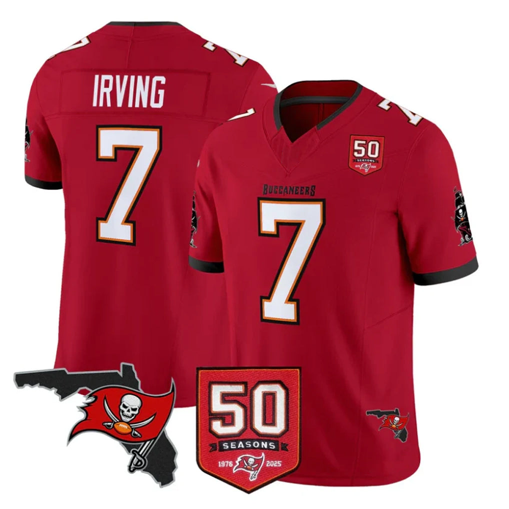 Tuec TB.Buccaneers #7 Bucky Irving Player Red 50th Season Vapor Limited Home Game Stitched Jerseys