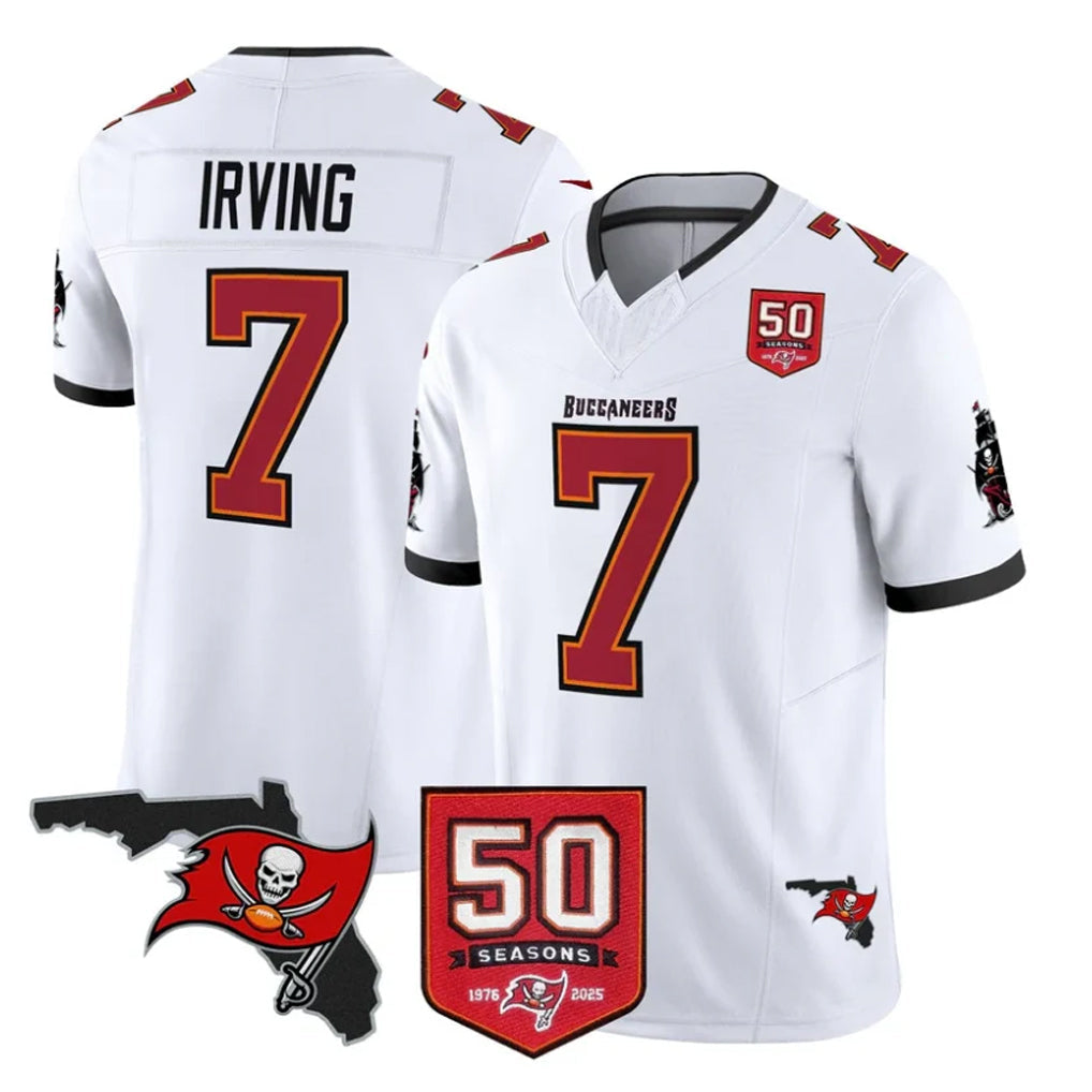 Tuec TB.Buccaneers #7 Bucky Irving Player White 50th Season Vapor Limited Home Game Stitched Jerseys