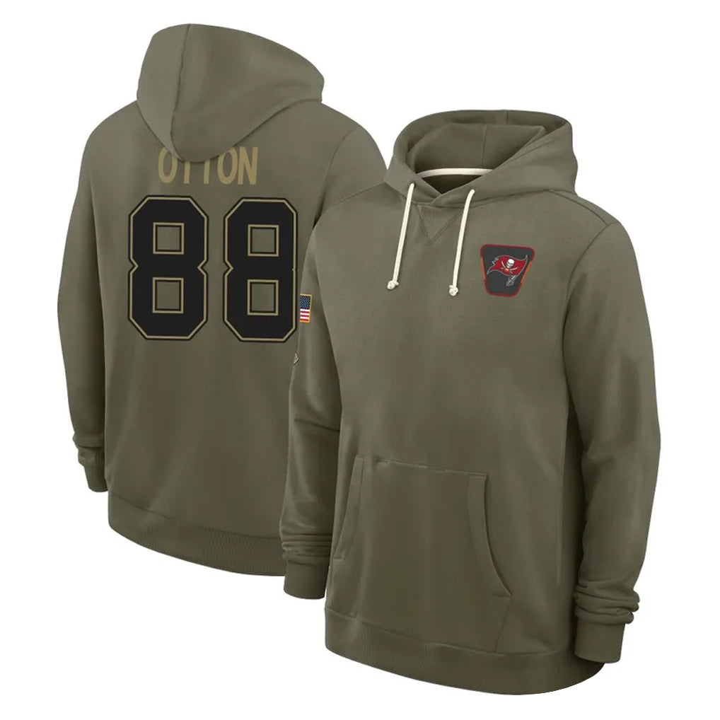 Tuec TB.Buccaneers #88 Cade Otton Player Olive Salute to Service Pullover Hoodies Limited Stitched Jerseys