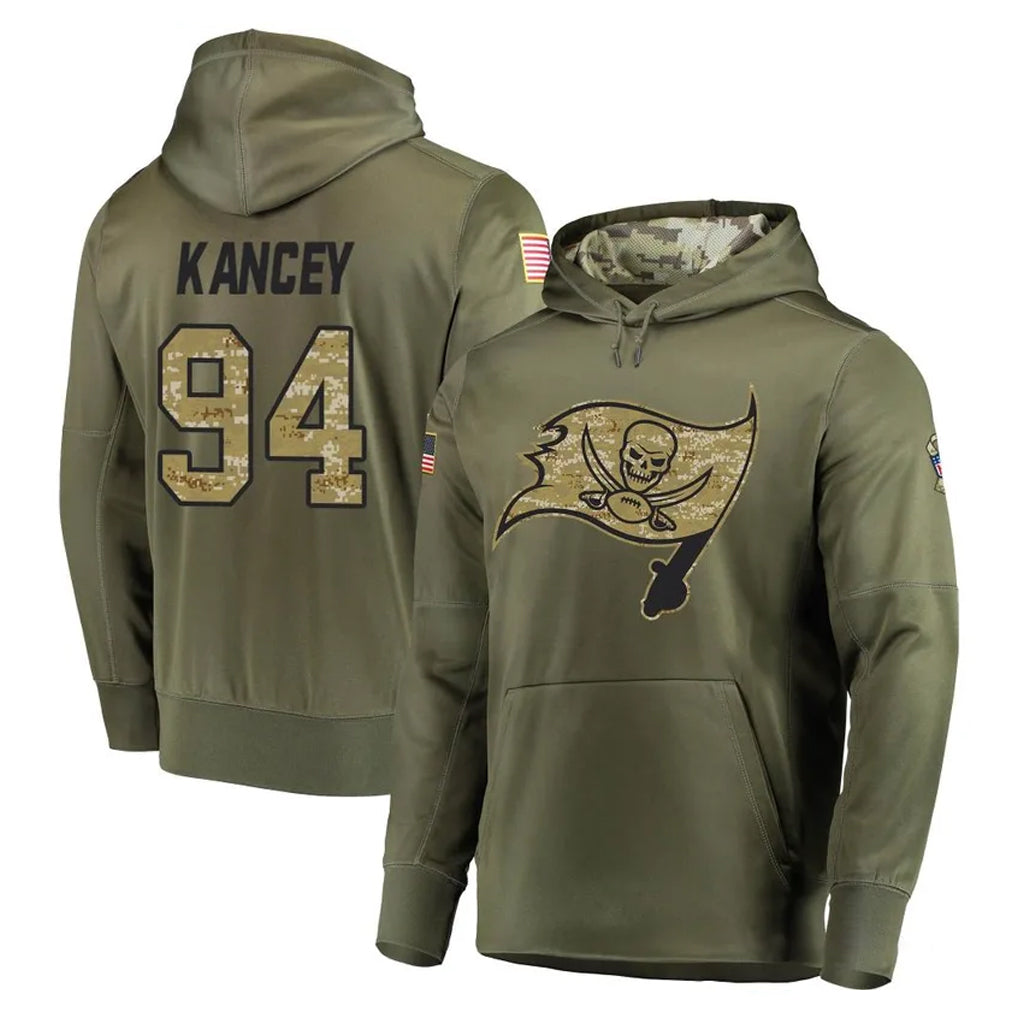 Tuec TB.Buccaneers #94 Calijah Kancey Player Olive Salute to Service Pullover Hoodie Home Game Stitched Jerseys