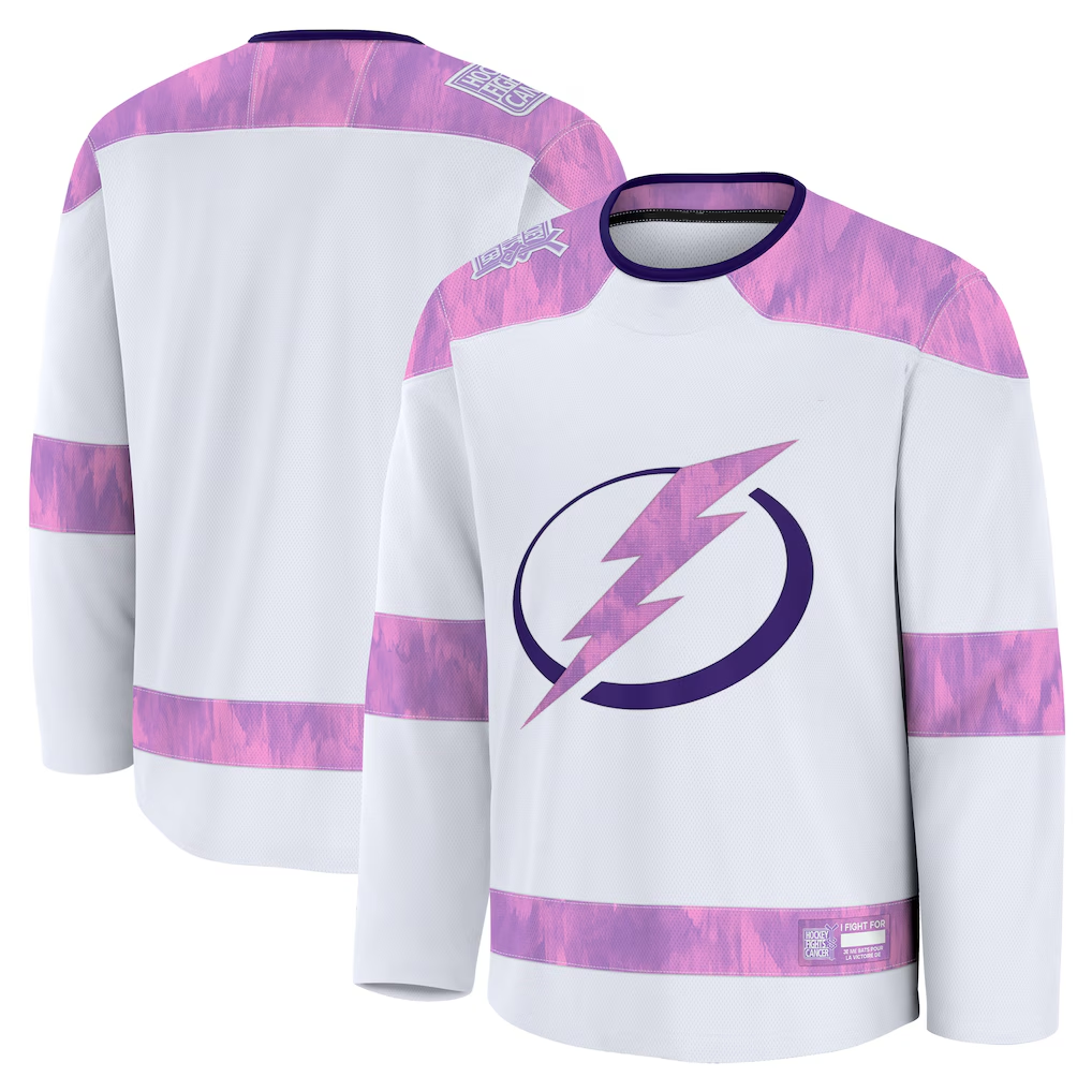 Tuec TB.Lightning White 2024 Hockey Fights Cancer Practice Jerseys