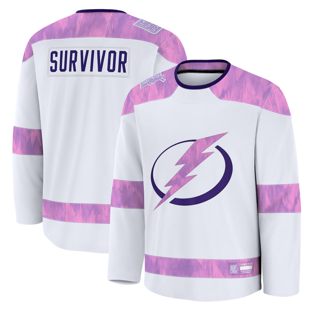 Tuec TB.Lightning White Hockey Fights Cancer Survivor Practice Jerseys