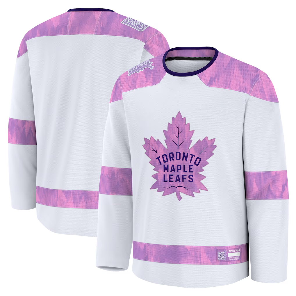 Tuec T.Maple Leafs White 2024 Hockey Fights Cancer Practice Jerseys