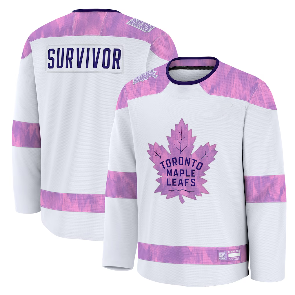 Tuec T.Maple Leafs White Hockey Fights Cancer Survivor Practice Jerseys