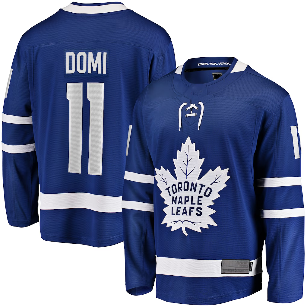 Tuec T.Maple Leafs #11 Max Domi Blue Home Breakaway Jerseys