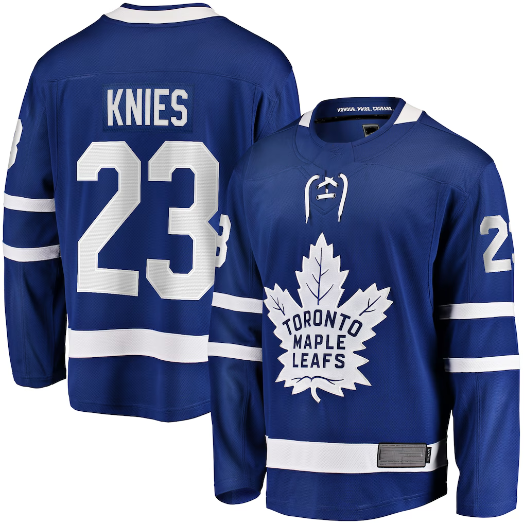 Tuec T.Maple Leafs #23 Matthew Knies Blue Home Premier Breakaway Player Jerseys