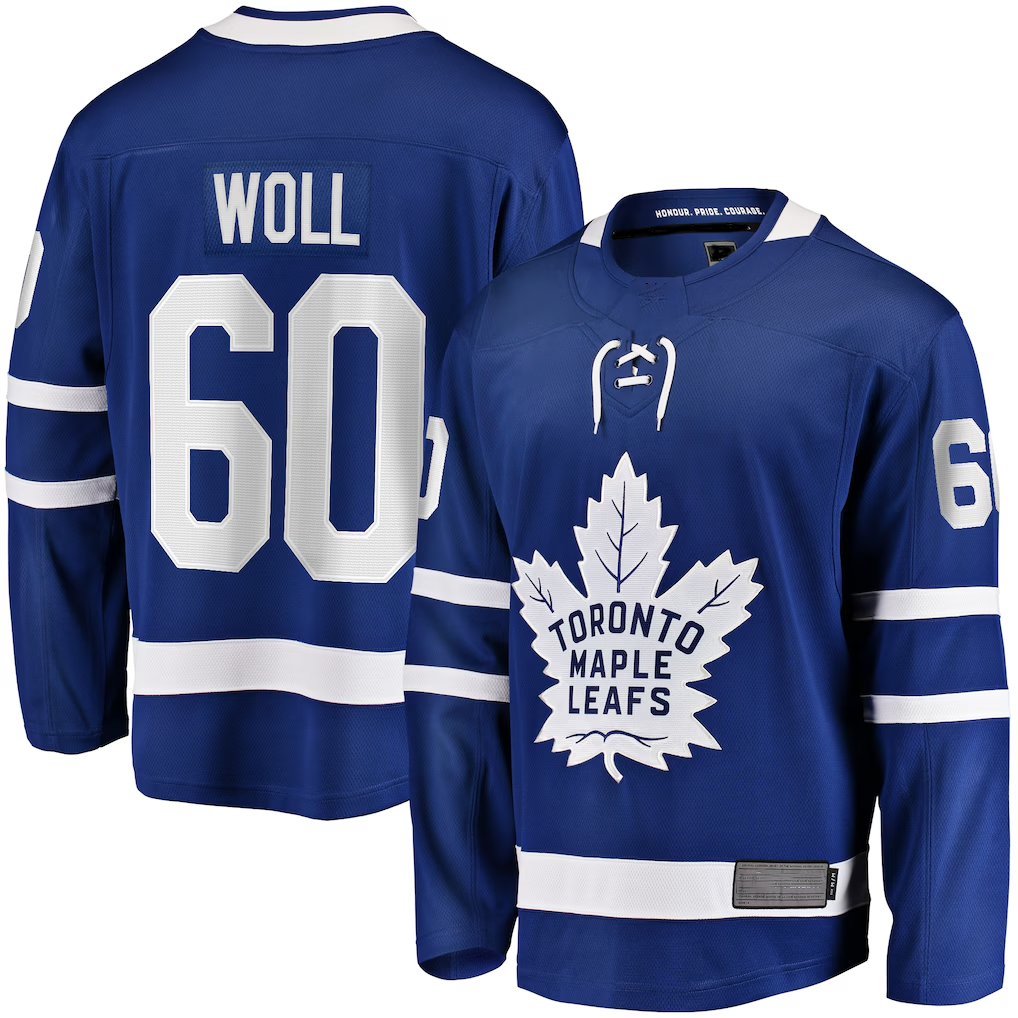 Tuec T.Maple Leafs #60 Joseph Woll Blue Home Premier Breakaway Player Jerseys
