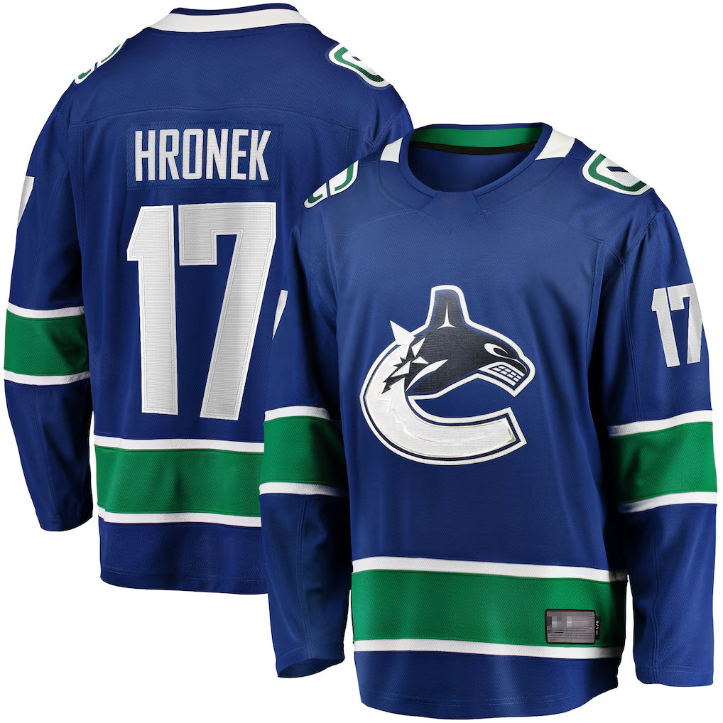 Tuec V.Canucks #17 Filip Hronek Blue Home Breakaway Jerseys