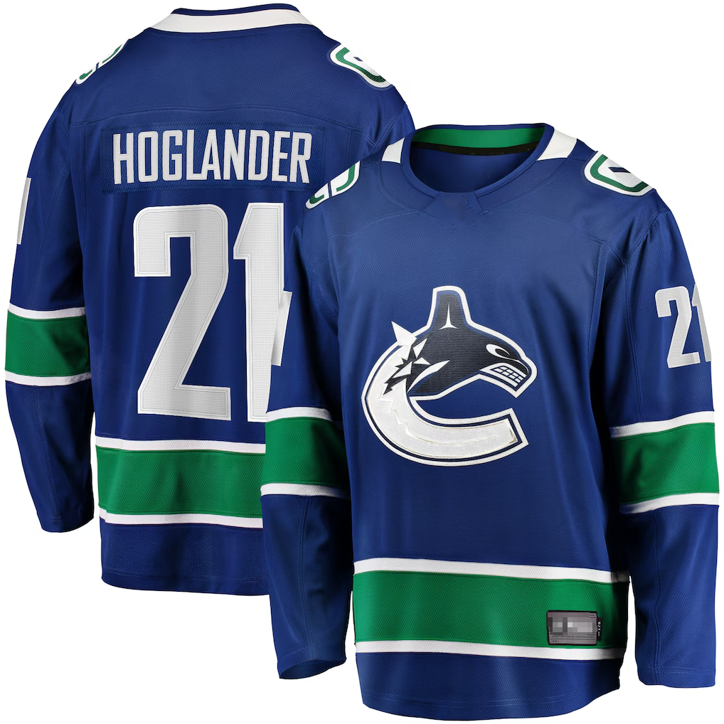 Tuec V.Canucks #21 Nils Hoglander Blue Home Premier Breakaway Player Jerseys