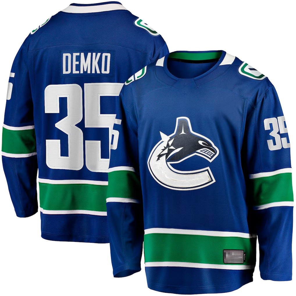 Tuec V.Canucks #35 Thatcher Demko Blue Home Breakaway Jerseys