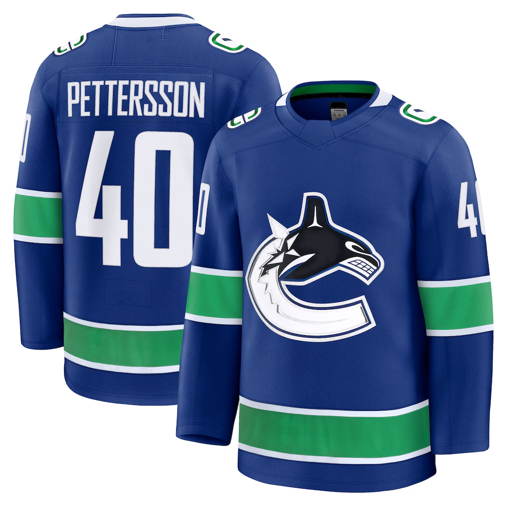 Tuec V.Canucks #40 Elias Pettersson Blue Home Premium Jerseys