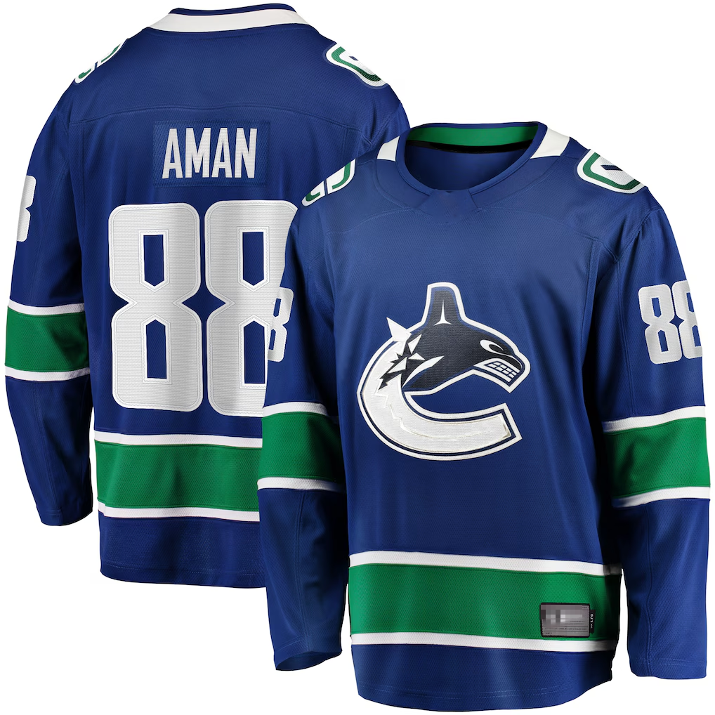Tuec V.Canucks #88 Nils Aman Blue Home Premier Breakaway Player Jerseys