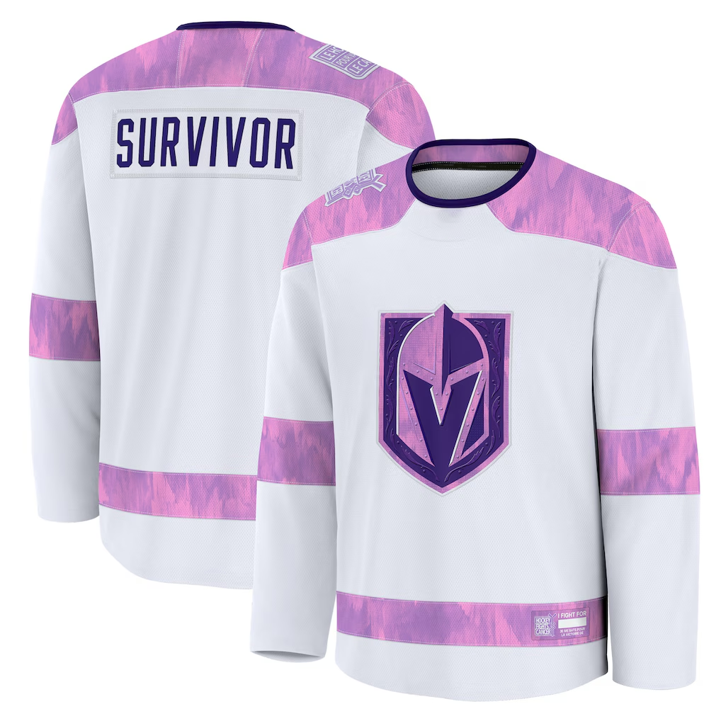 Tuec V.Golden Knights White Hockey Fights Cancer Survivor Practice Jerseys