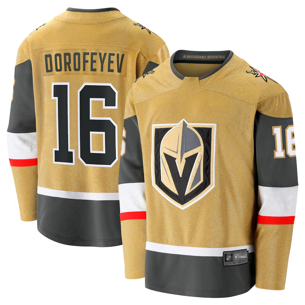 Tuec V.Golden Knights #16 Pavel Dorofeyev Gold Premier Breakaway Player Jerseys