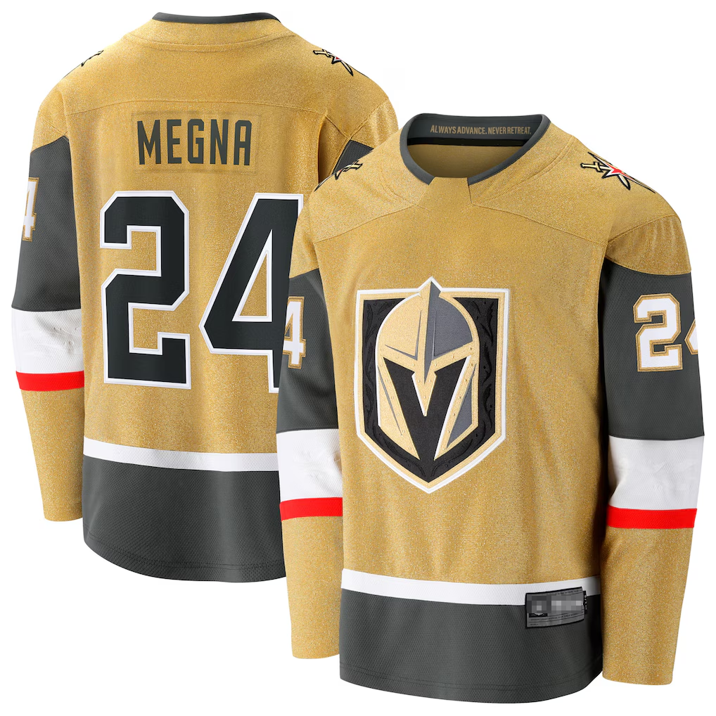 Tuec V.Golden Knights #24 Jaycob Megna Gold Home Breakaway Jerseys