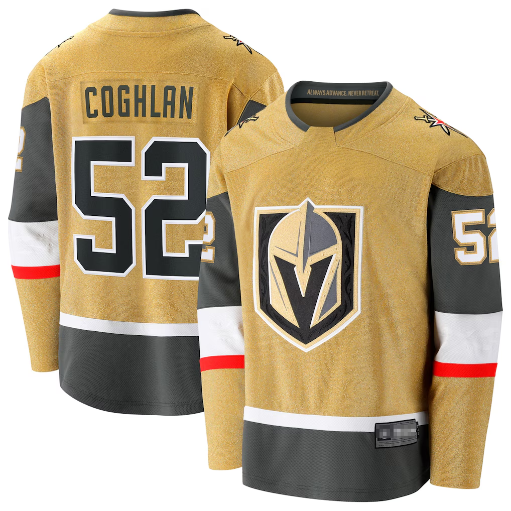 Tuec V.Golden Knights #52 Dylan Coghlan Gold Home Breakaway Jerseys