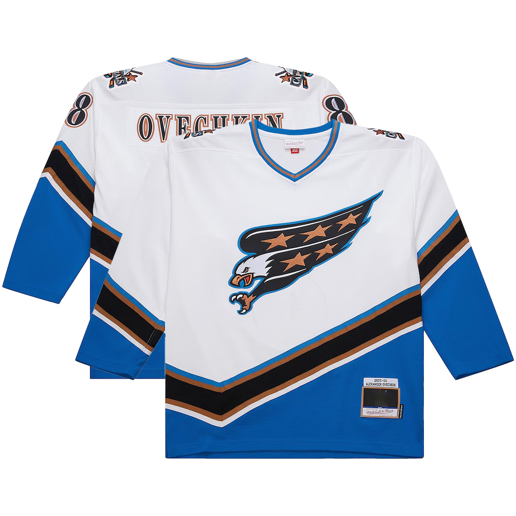 Tuec W.Capitals Alexander Ovechkin Mitchell & Ness White Big & Tall 2005-06 Power Play Jerseys