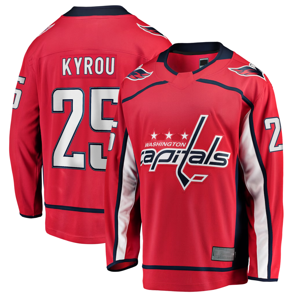 Tuec W.Capitals #25 Jordan Kyrou Red Home Breakaway Jerseys